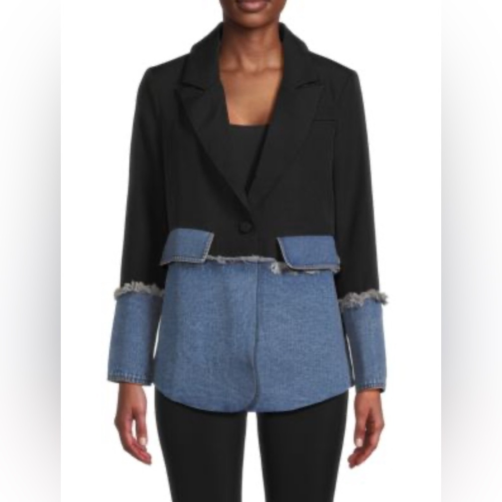 La Ros Black and Blue Women's Denim Blazer